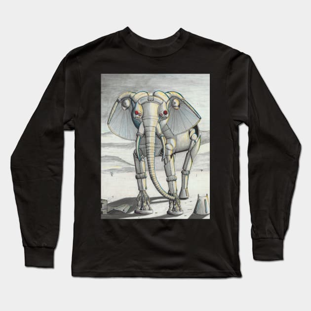 Mechanical Elephant Long Sleeve T-Shirt by AJ Leibengeist